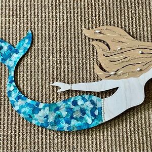 Wood Mermaid Wall Art - Blues